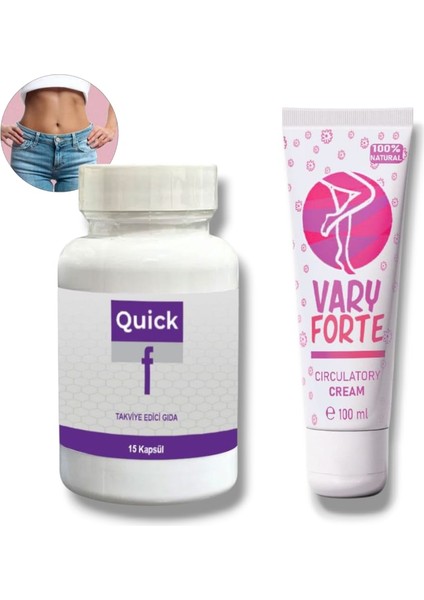 Quick F Diyet Destekleyici 15'li Takviye + Vary Forte Bacak Bakım Kremi 100 ml