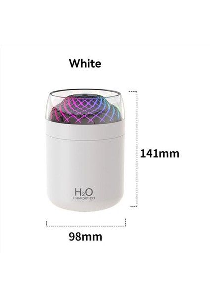 2x Cam Kupa Nemlendirici Renkli Işık Başucu Masa Dekorasyon Gece Işık USB Büyük Sis Nemlendirici Beyaz (Yurt Dışından)