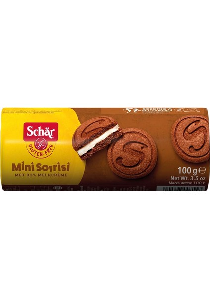 Schar Mini Sorrisi Glutensiz Kaymaklı Çikolatalı Bisküvi 100 gr