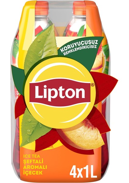 Lipton Ice Tea Şeftali Aromalı Soğuk Çay Pet 4 x 1 L