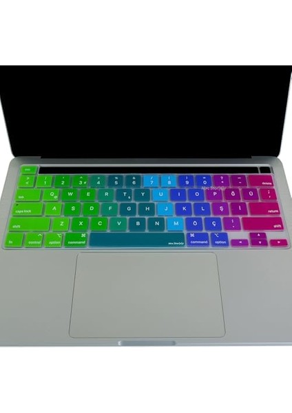MacBook Klavye Koruyucu Silikon Us Ingilizce Amerikan-Return-Enter-Için Türkçe Q Çeviri Touchbar Pro M1,m2 13INÇ A2251,A2289,A2338 -Pro 16 Inç A2141 Uyumlu, Ultra Incepembe Yeşil modelleri