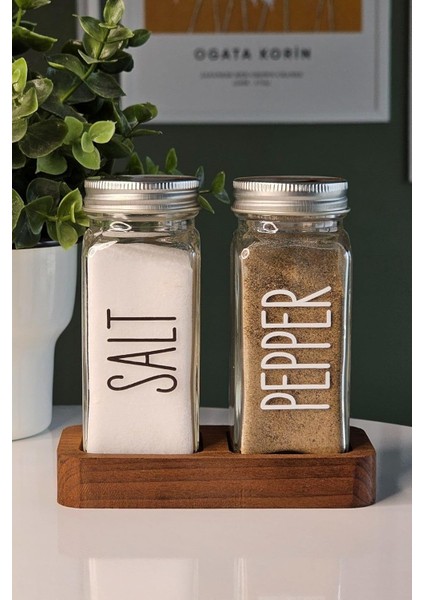 120 ml Cam Tuzluk Biberlik Seti – Gümüş Kapaklı, Etiketli, Şeffaf, Hava Geçirmez Kapaklı Salt Pepper