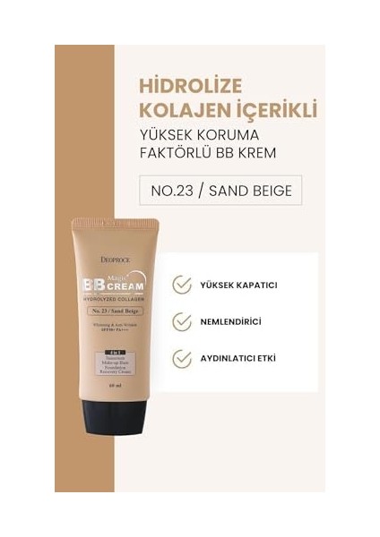 Deoproce Deniz Kolajeni Içeren Yoğun Kapatıcı Bb Krem SPF50 Pa No:23 60 Mililitre Magic Bb Cream