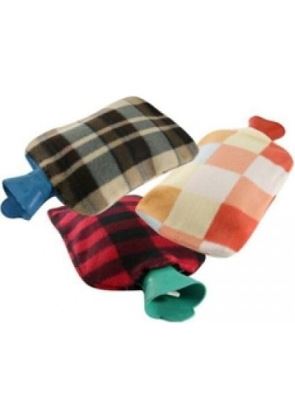 Polar Kılıflı Sıcak Su Torbası, Ekose Desenli, Kauçuk Malzeme, Sıcak ve Soğuk Terapi Için