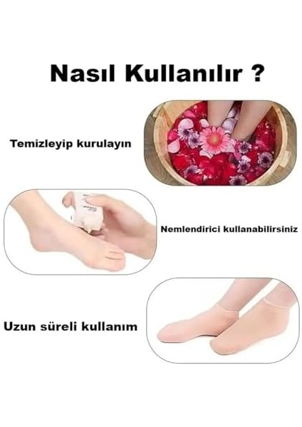 Busstier Silikon Ayak Bakım Çorabı, Nemlendirici Jel Destekli, Çatlak Önleyici, Ölü Deri Atıcı, Ayak Bakımı Için Ideal, Yumuşak ve Rahat Tasarım, Tekrar Kullanılabilir, Unisex
