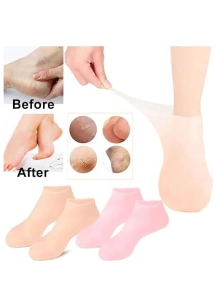 Busstier Silikon Ayak Bakım Çorabı, Nemlendirici Jel Destekli, Çatlak Önleyici, Ölü Deri Atıcı, Ayak Bakımı Için Ideal, Yumuşak ve Rahat Tasarım, Tekrar Kullanılabilir, Unisex modelleri
