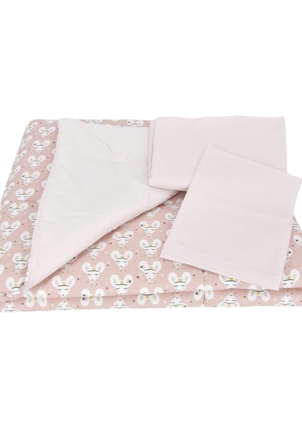 El Yapımı Fare Desenli Yorgan Çarşaf ve Yastıklı Üçlü Set (Desen 1)