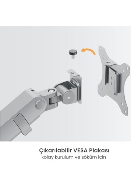 Monitör Tutucu 17" - 35" Ekranlar Için 12KG Taşıyabilir, LCD LED Vesa Kolları, Eğilebilir Döndürülebilir Kablo Kılavuzlu Ergonomik Ekran Tutucu - Siyah modelleri