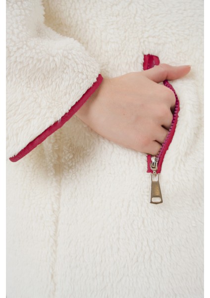 5211 Fermuarlı Peluş Mont - Kırmızı fiyatları