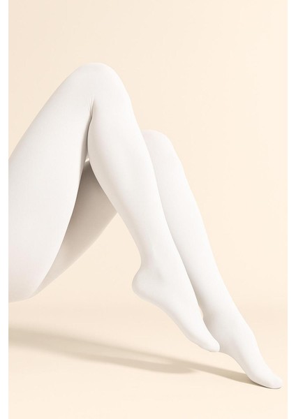 Micro 40 Orta Kalın Mat Beyaz Külotlu Çorap - Tarzınla Fark Yarat modelleri