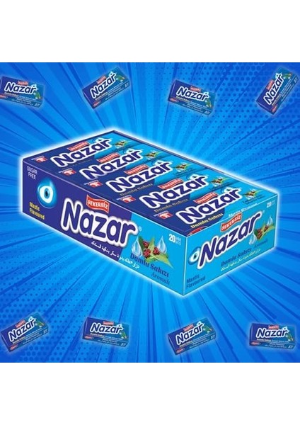 Nazar Şekersiz Sakız 5'li Kutu Damla 20 Paket modelleri