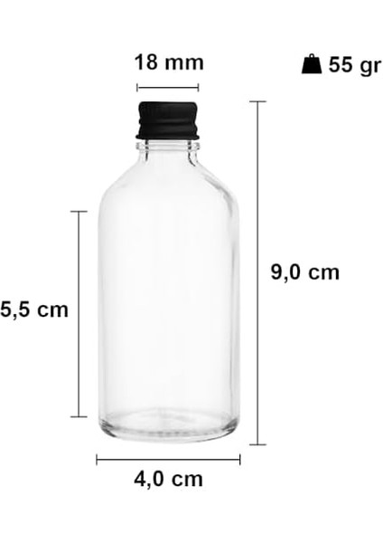 Afracam 50 cc Siyah Metal Kapaklı Hediyelik Shot Şişesi 50 ml Kolonya Koku Süs Küçük Şeffaf Cam Şişe 6 Adet modelleri