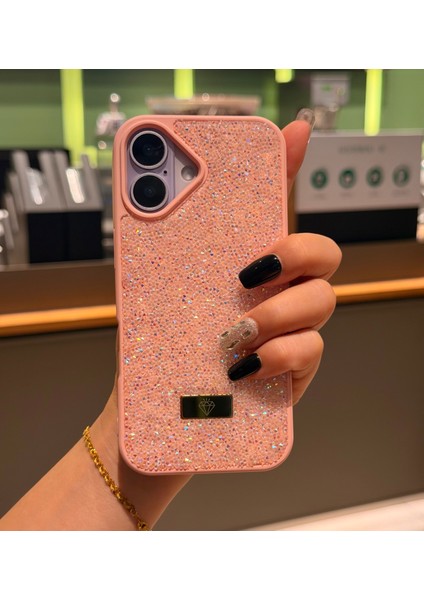 iPhone 17 Kılıf Içi Kadife Elmas Tasarımlı Pembe Taşlı Işıltılı Pırlanta Silikon Kapak fiyatları