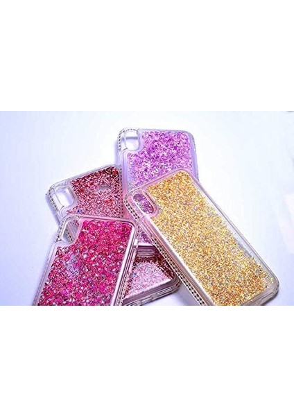 Xr Uyumlu Yanları Taşlı Sulu Simli Lüx Silikon Kılıf (Pembe, Xr) modelleri