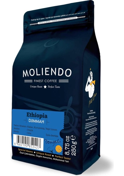 Moliendo Ethiopia Djimmah Yöresel Kahve (Çekirdek Kahve) 250 G
