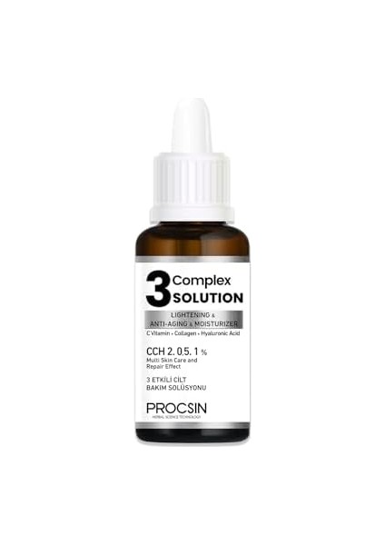 Procsın 3 Complex Solution Serum, Cilt Yenileyici & Leke Karşıtı, Gözenek Sıkılaştırıcı & Nemlendirici, Aydınlatıcı & Onarıcı Bakım, 20 ml