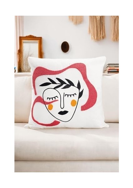 45X45 Özel Tasarım Panç Süzene Desen Dekoratif Kırlent Kılıfı Modern Beyaz 52 fiyatları