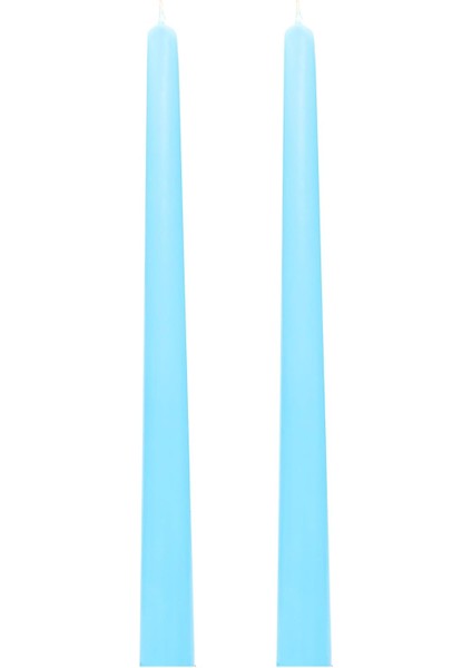 2'li Mavi Konik Şamdan Mum Seti