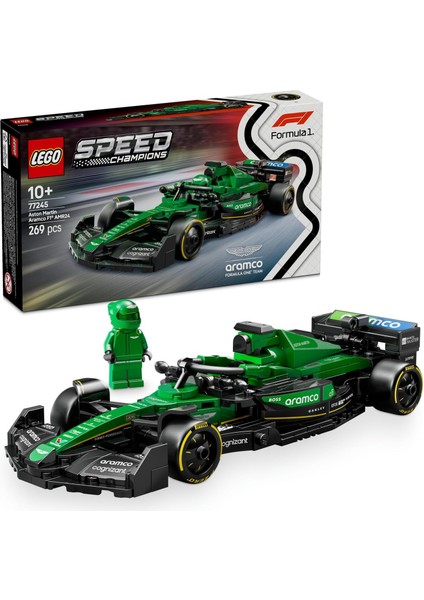Speed Martin Aramco F1 AMR24 Yarış Arabası 77245 – 10 Yaş ve Üzeri Için Sürücü Minifigürü Içeren Yapım ve Sergileme Seti, Babalar Günü Hediyesi (269 Parça)
