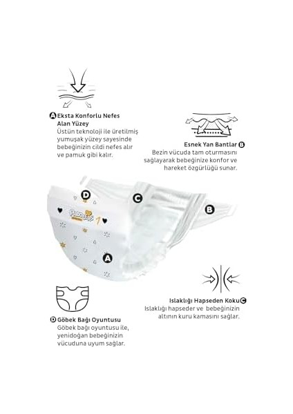 Paddlers Protection Bebek Bezi 1 Numara Yenidoğan 128 Adet (2-5 Kg) 2'li Jumbo Set