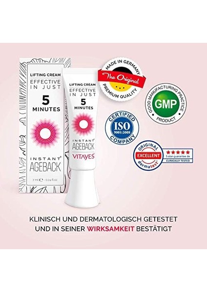 Vitayes Instant Ageback Yaşlanma Karşıtı Kırışıklık Giderici Yüz Germe Kremi 7ml fiyatları