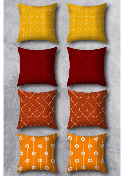 Çift Tarafı Baskılı 43X43 Kırlent Kılıfı 8'li Set Kombini