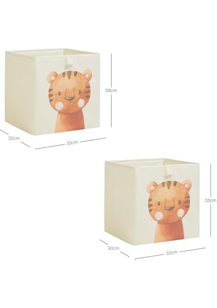 Textile 2'li Çocuk Odası Sevimli Kaplan Kutu Set 33 x 30 x 33 cm fiyatları