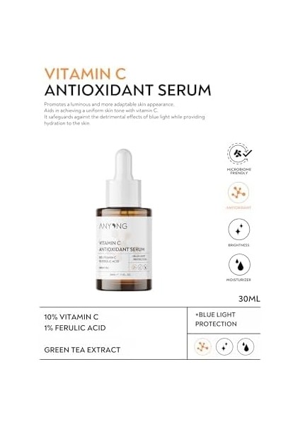 Anyong C Vitamini Aydınlatıcı ve Ton Eşitleyici Serum 30 ml /%10 Vitamin C &%0,5 Ferulik Asit modelleri