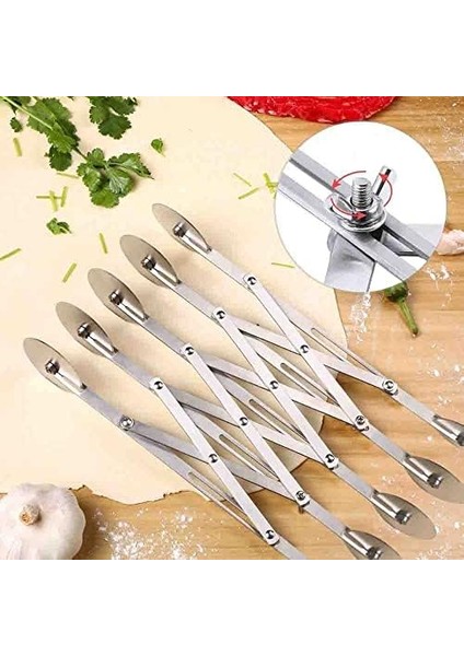 Çift Taraflı Ayarlı Rulet - Ayarlanabilir Hamur Kesme Ruleti - Hamur Kesme Bıçağı - Çelik - 5'li Rulet fiyatları