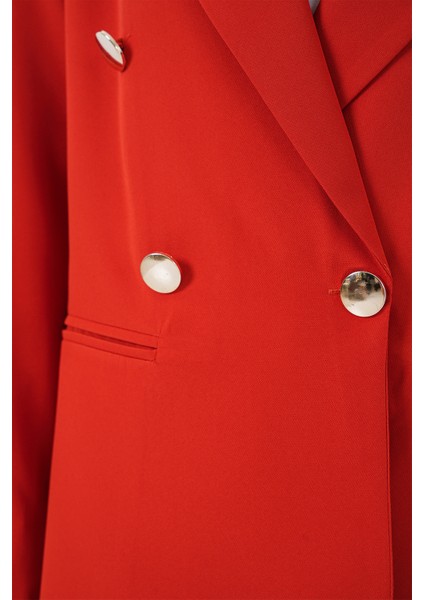 Kadın Kruvaze Yaka Blazer Ceket 0722 - Kiremit fırsatları