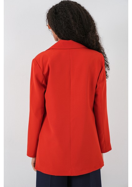 Kadın Kruvaze Yaka Blazer Ceket 0722 - Kiremit indirimleri