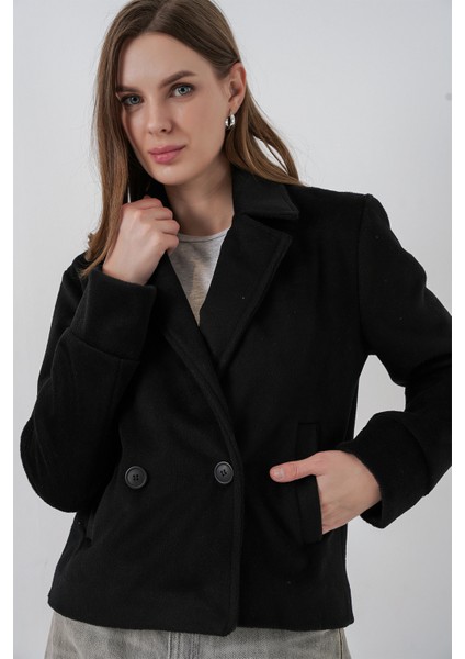 Kadın Kaşe Ceket 0725 - Siyah
