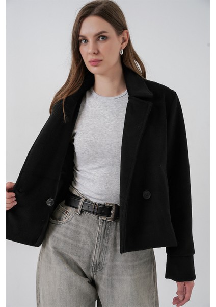 Kadın Kaşe Ceket 0725 - Siyah fırsatları