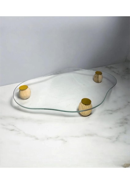 Ayaklı Cam Sunum Tepsi 25X32 Şık Tasarım