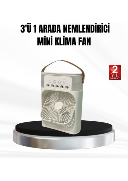3’ü 1 Arada Mini Klima Fan USB Şarjlı 7 Renk Gece Lambalı ve Nemlendirici - CHT3199-3732