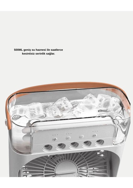 3’ü 1 Arada Mini Klima Fan USB Şarjlı 7 Renk Gece Lambalı ve Nemlendirici - CHT3199-3732 indirimleri