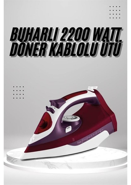 Seramik Tabanlı Kırmızı 2200 Watt Şok Buharlı Ütü - CHT9096-6574 fiyatları