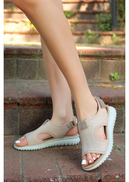 Günlük Kadın Triko Taşlı Sandalet Yumuşak Rahat Ortopedik modelleri