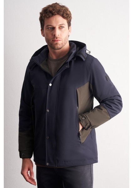 Lacivert - Haki Kapüşonlu Yaka Bondid Yırtmaçsız Casual Mont 1007255134 modelleri