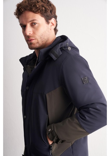 Lacivert - Haki Kapüşonlu Yaka Bondid Yırtmaçsız Casual Mont 1007255134 fırsatları