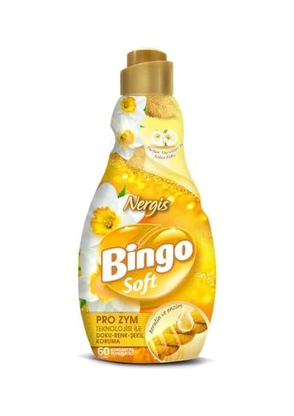 Bingo Soft Nergis Kokulu Konsantre Çamaşır Yumuşatıcısı, 1440 Ml, 60 Yıkama