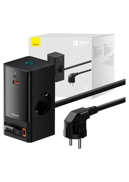 Powercombo Dijital Priz 2AC+1U+1C+GERI Çekilebilir-C 65W 1.5m Güç Kablosu ile Ab Siyah modelleri