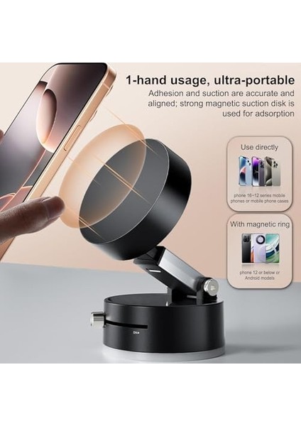 JS02 Asla Bırakmayan Kilit Vakum Ile Tutucunun Düşmesine Son!!!! Süper Mıknatıslar Ile Harika Tutuş Bütün Cep Telefonları Navigasyonlar ve Tabletler Için Araç Tutucu Masaüstü Stand (Siyah) fiyatları