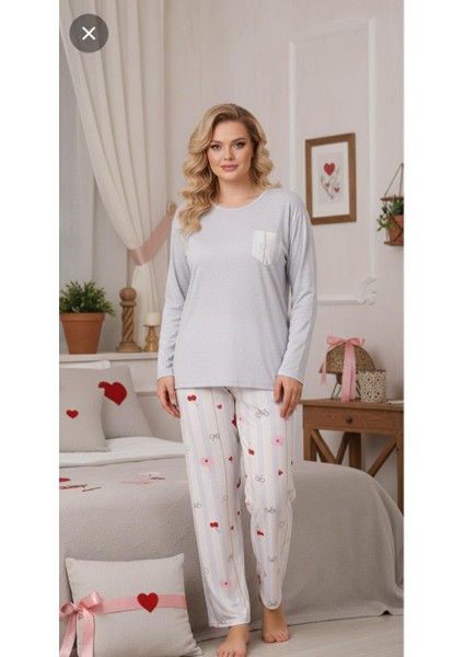 Büyük Beden Milan Kumaş Kadın Pijama Takımı