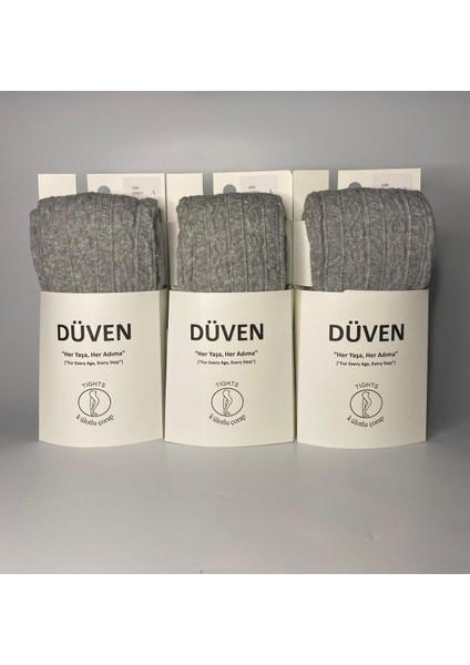 3'lü Paket Carina Cotton Pamuklu Desenli Gri Kadın Külotlu Çorap