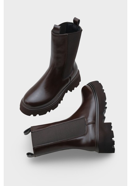 Tiana Trak Tabanlı Yandan Lastikli Kadın Uzun Bot