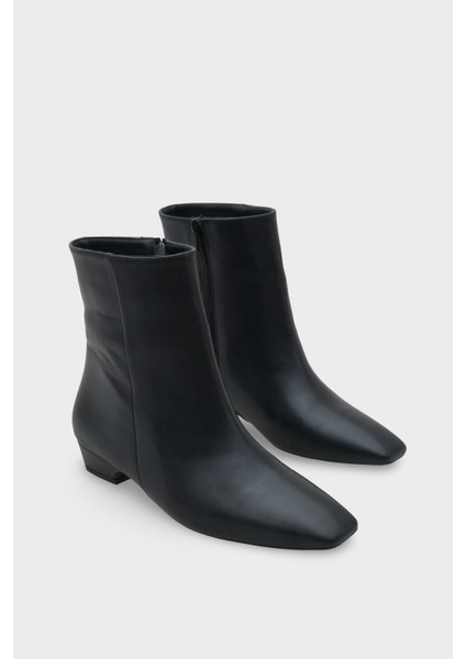 Evie Kısa Topuklu Yandan Fermuarlı Küt Burun Kadın Bot