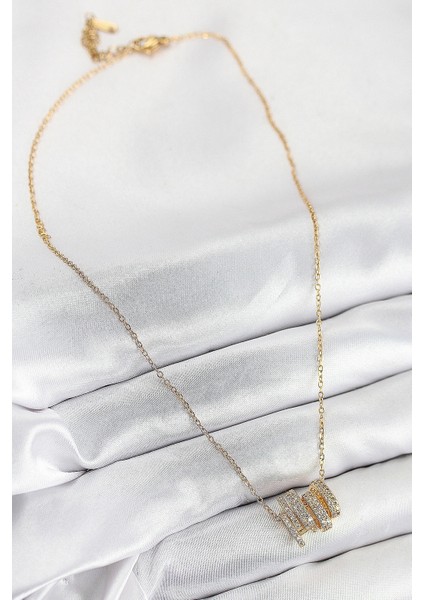 316L Çelik Zirkon Taşlı Sarmal Model Gold Renk Kadın Kolye fiyatları