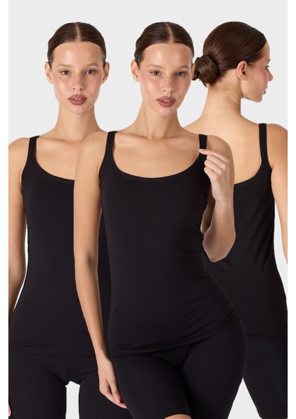 Kadın 3'lü Ince Askılı Sırtı Açık Modal Atlet 3M1034 1034