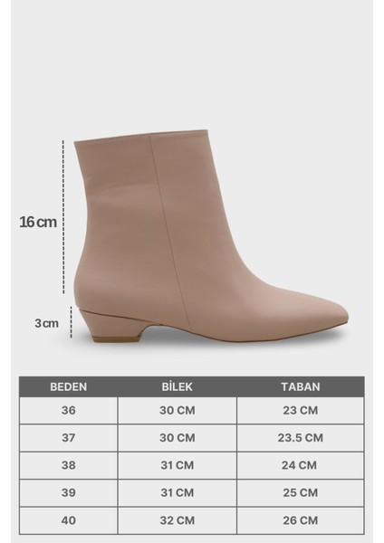 Evie Kısa Topuklu Yandan Fermuarlı Küt Burun Kadın Bot